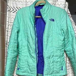 The North Face Green and Purple Ski Jacket Quilted Insulated